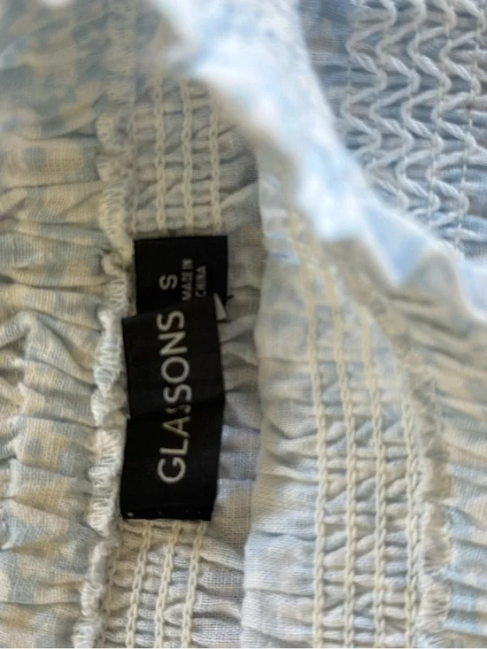 Glassons Light Blue Smocked Mini Skirt with Floral Ruffle - Picture 3 of 3